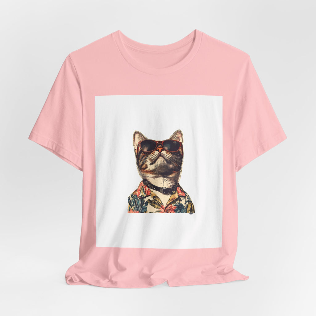Cat in Sunglasses Hawaiian Shirt T-Shirt — Cool Vacation Cat Tee