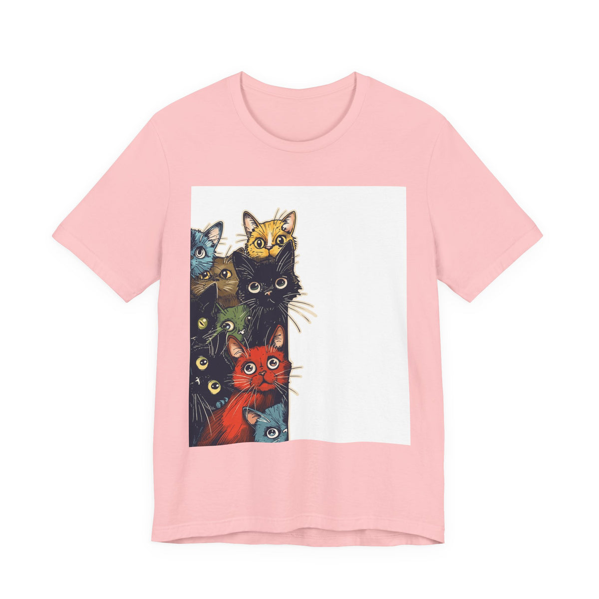 Cat Stack Graphic Tee — Colorful Cute Cats Illustration T-Shirt