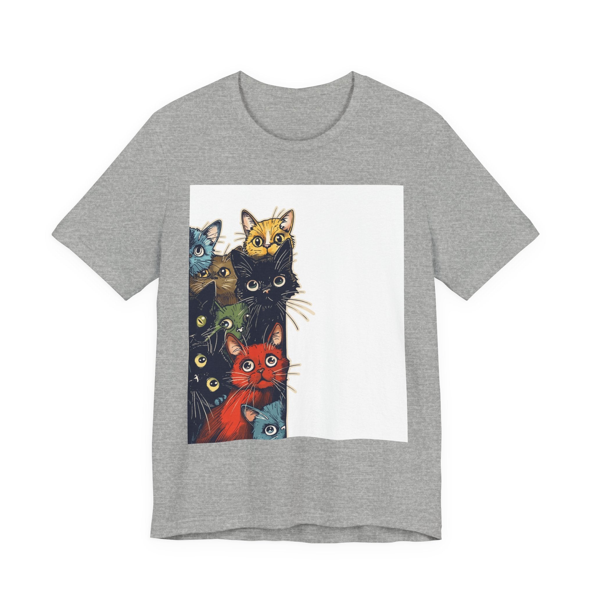 Cat Stack Graphic Tee — Colorful Cute Cats Illustration T-Shirt