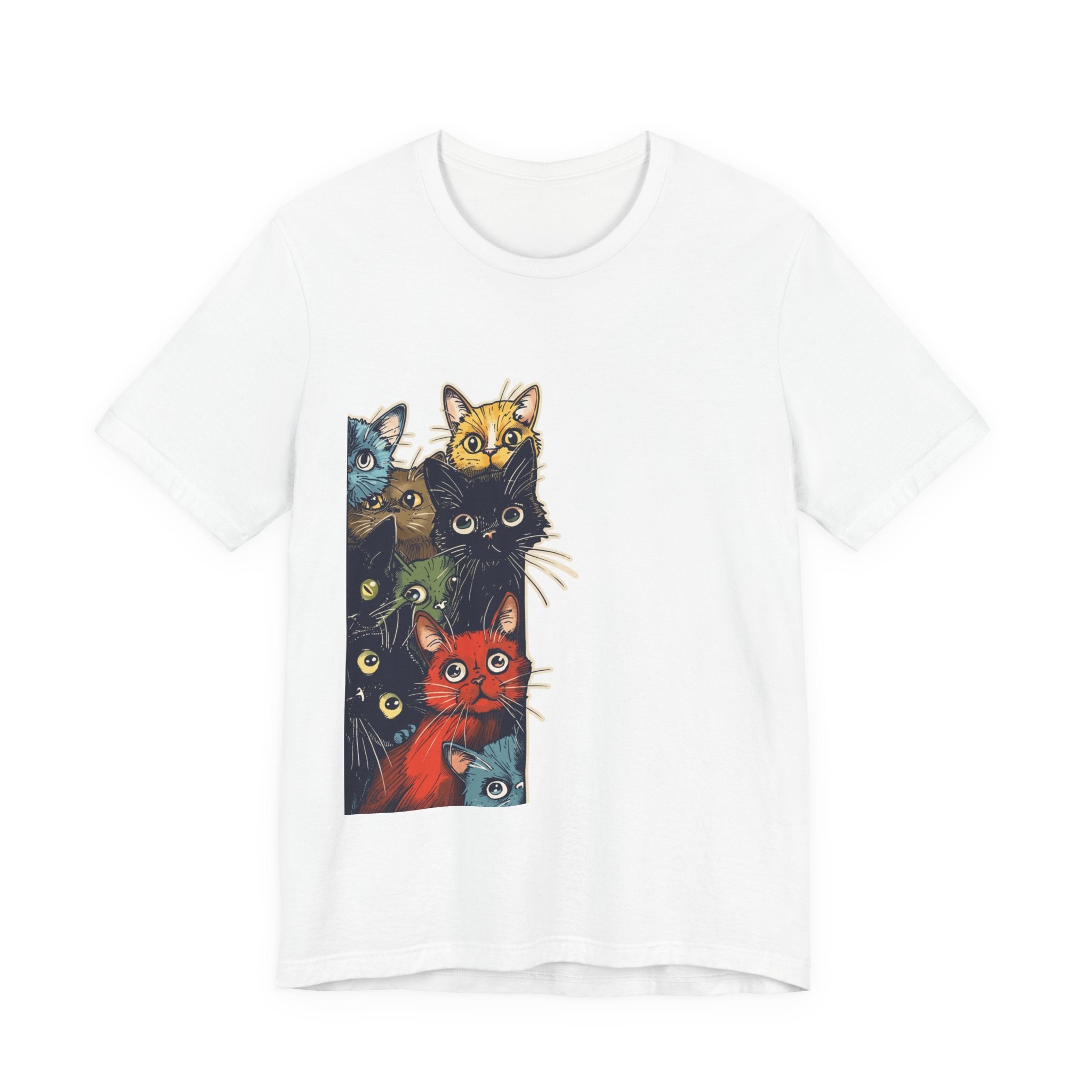 Cat Stack Graphic Tee — Colorful Cute Cats Illustration T-Shirt