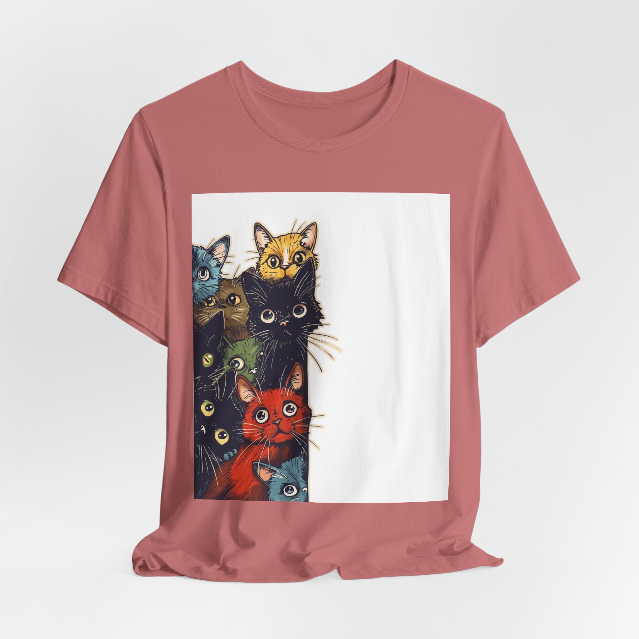 Cat Stack Graphic Tee — Colorful Cute Cats Illustration T-Shirt
