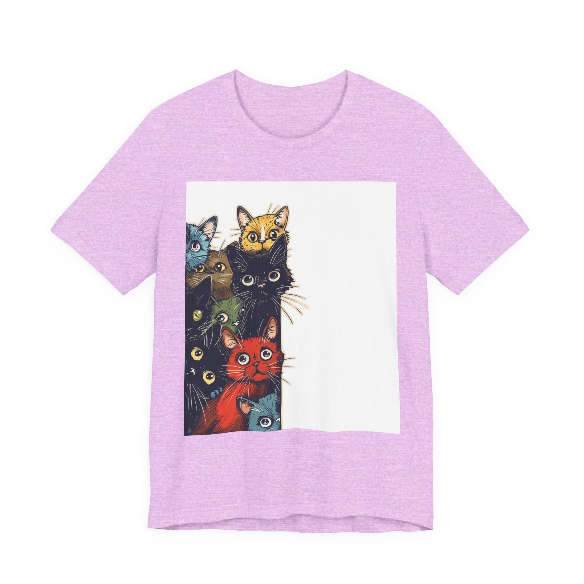 Cat Stack Graphic Tee — Colorful Cute Cats Illustration T-Shirt