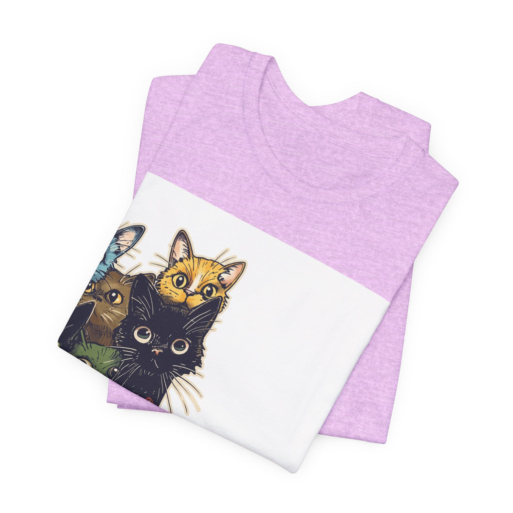 Cat Stack Graphic Tee — Colorful Cute Cats Illustration T-Shirt