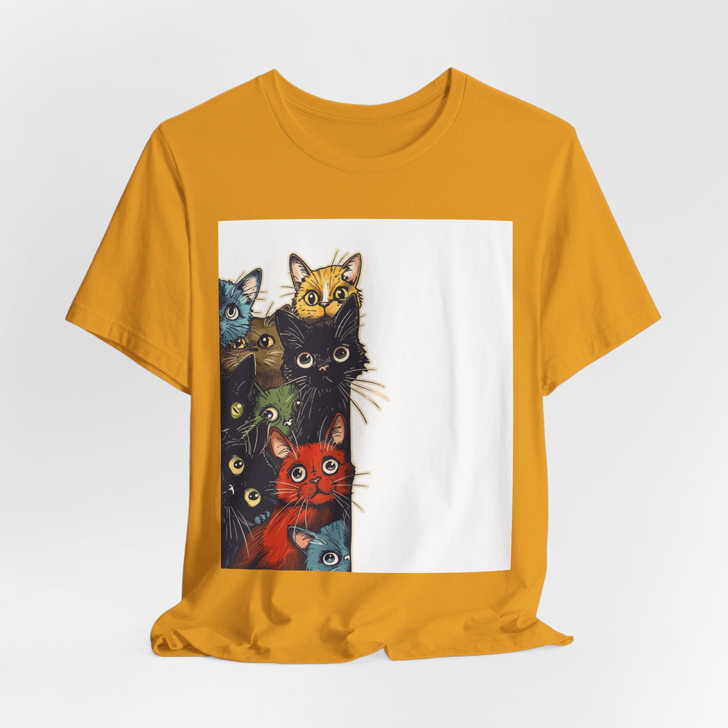 Cat Stack Graphic Tee — Colorful Cute Cats Illustration T-Shirt