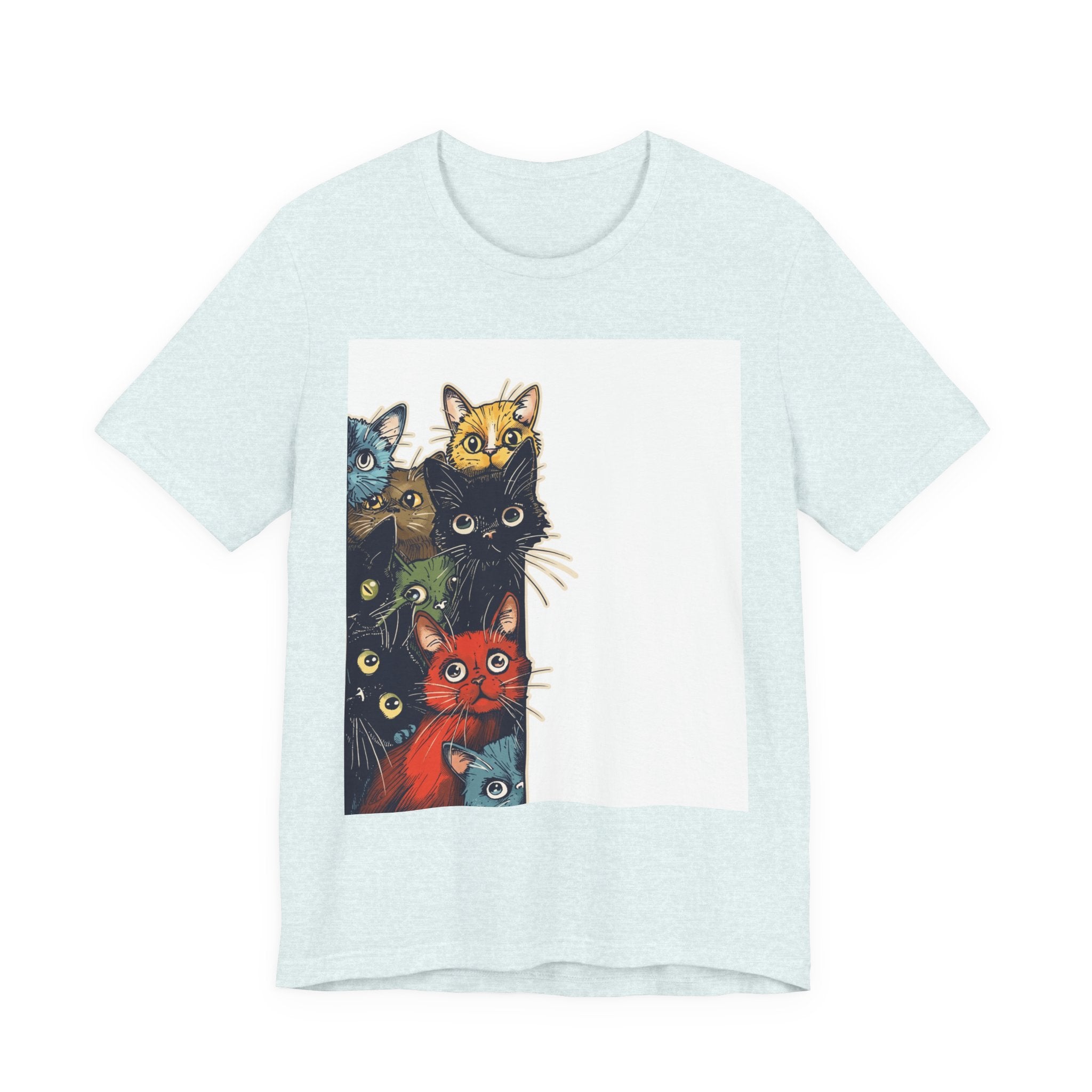 Cat Stack Graphic Tee — Colorful Cute Cats Illustration T-Shirt