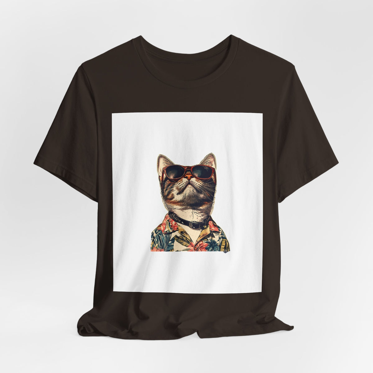 Cat in Sunglasses Hawaiian Shirt T-Shirt — Cool Vacation Cat Tee