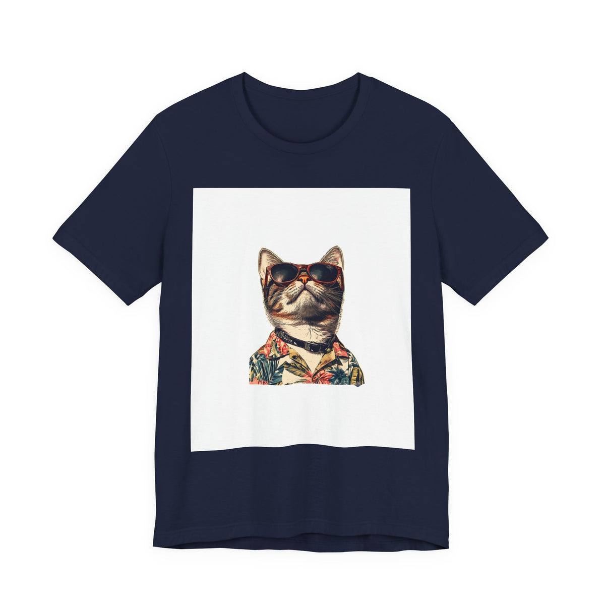 Cat in Sunglasses Hawaiian Shirt T-Shirt — Cool Vacation Cat Tee