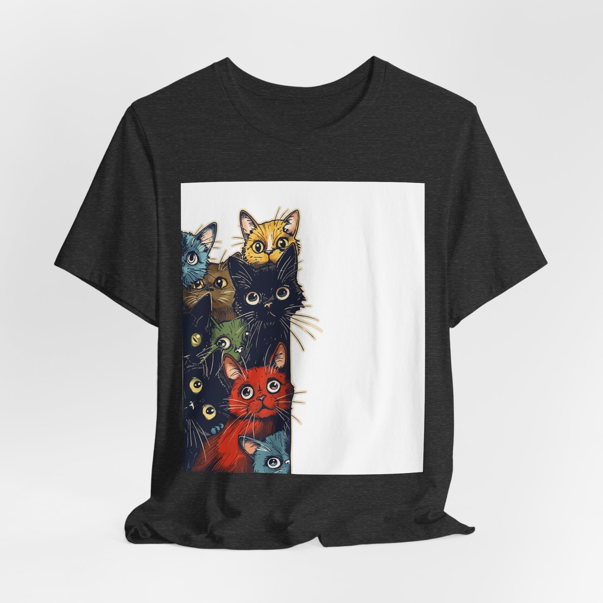 Cat Stack Graphic Tee — Colorful Cute Cats Illustration T-Shirt