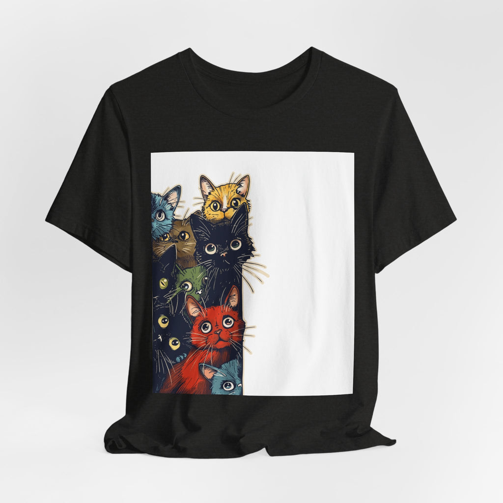Cat Stack Graphic Tee — Colorful Cute Cats Illustration T-Shirt