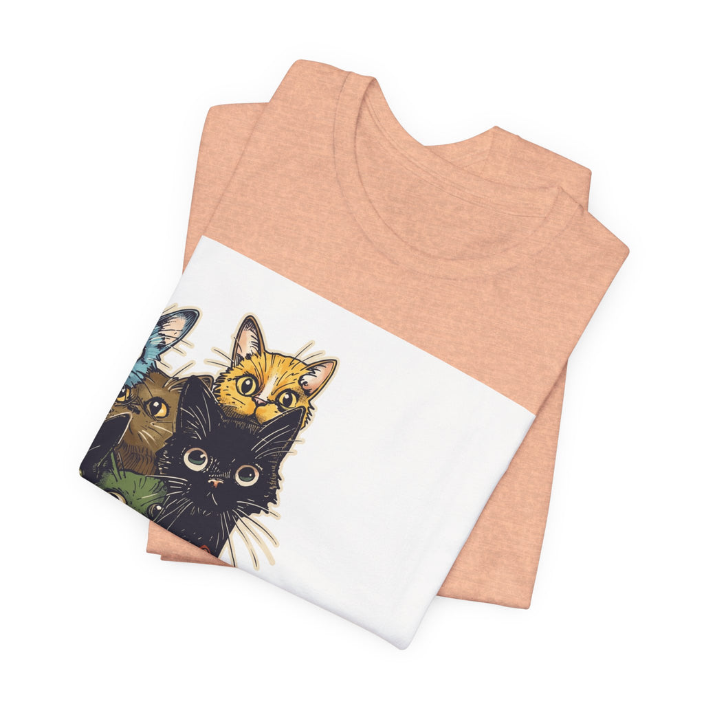 Cat Stack Graphic Tee — Colorful Cute Cats Illustration T-Shirt
