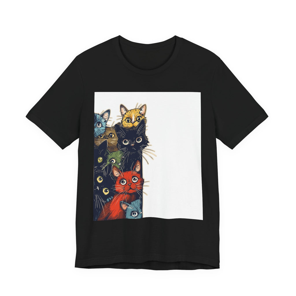 Cat Stack Graphic Tee — Colorful Cute Cats Illustration T-Shirt